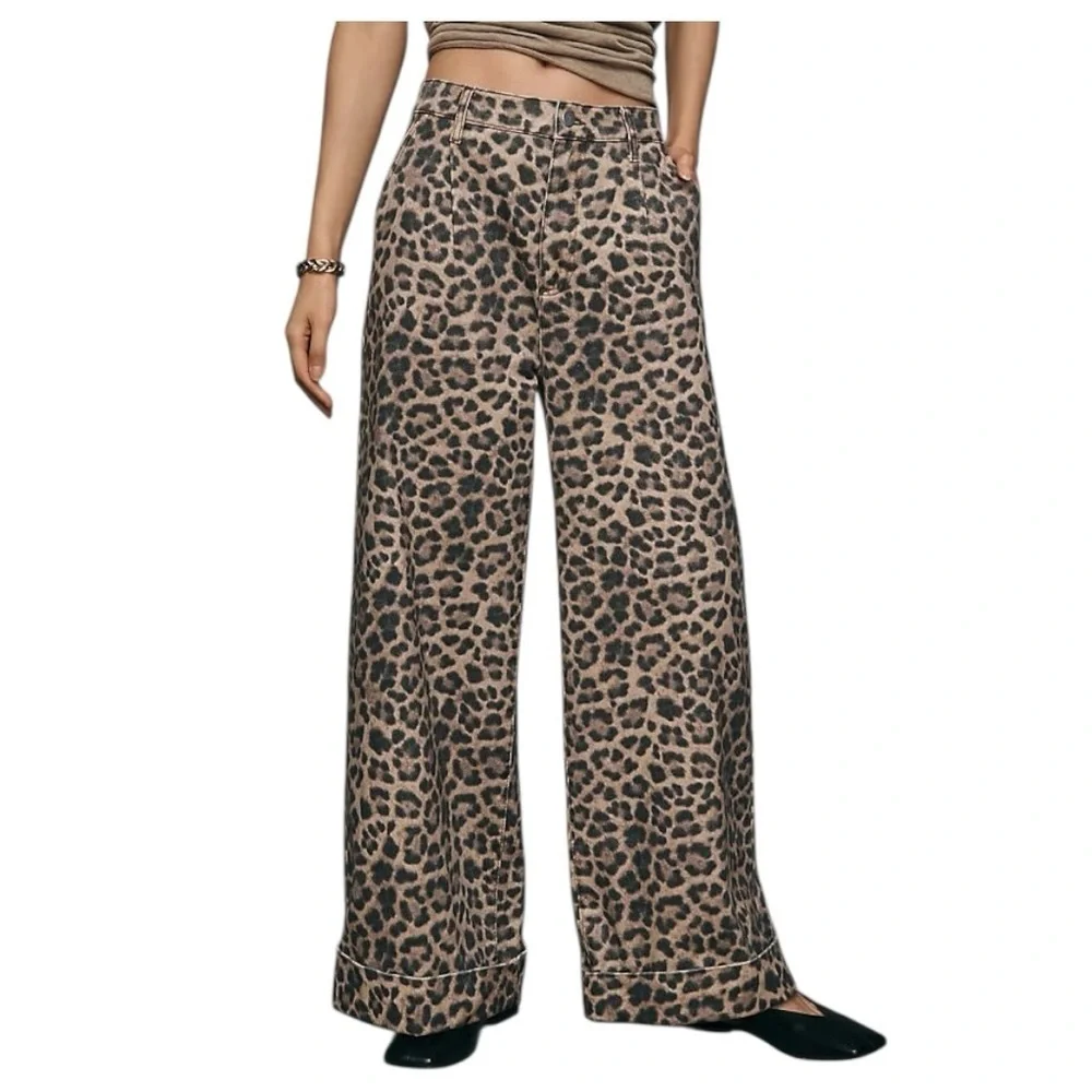 NEW Anthropologie Pilcro Leon Double Hem High-Rise Wide-Leg Cuffed Jeans Sz 32P - Picture 2 of 7